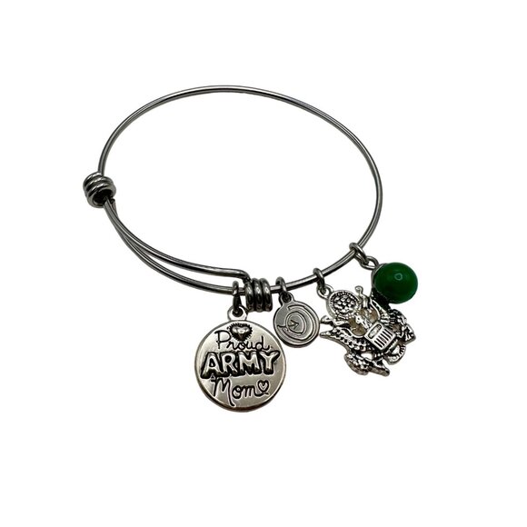 Bracelet Bangle Proud Army Mom Raised a Hero Silver Tone Green Jewlery Women - Picture 1 of 7